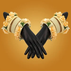 Women's Off White Color Floral Bangles Set: 2.4