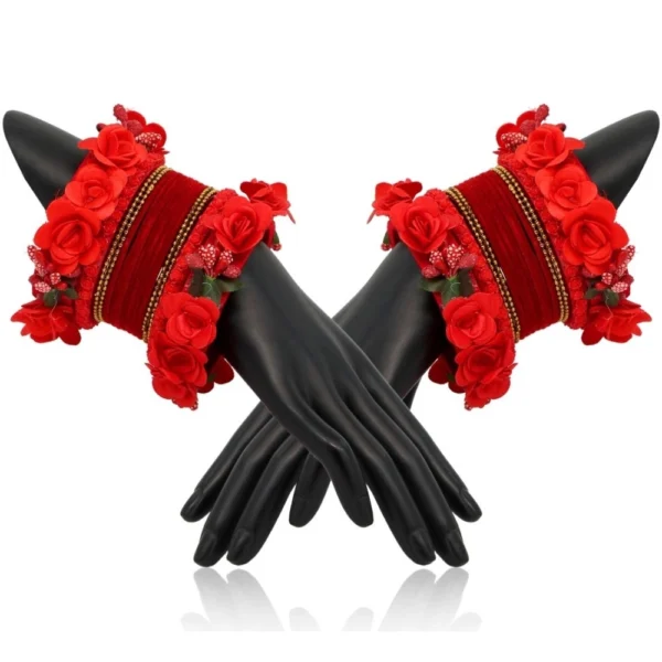 Women's Red Color Floral Bangles Set: 2.4 - Image 2