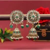 Women's Maroon & Green Color Mirror Earrings