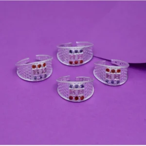 Women's Multi Color Assorted Design Adjustable Toe Rings Combo Of 2 Pairs