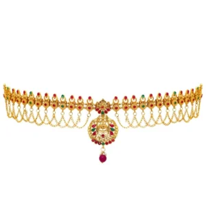 Women's Maroon & Green Color Glass Stone Kamarband Adjustable Chain