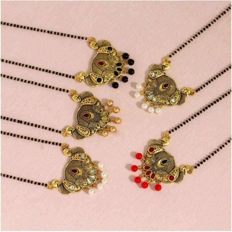 Women's Assorted Color 5 Piece Of Mangalsutra Combo