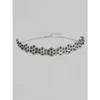 Women's Rose Gold Plated Alloy Choker (Silver & Black)