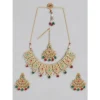 Women's Rose Gold Plated Alloy Necklace & Earings Set (Light Green)