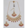 Women's Rose Gold Plated Alloy Necklace & Earings Set (Red)