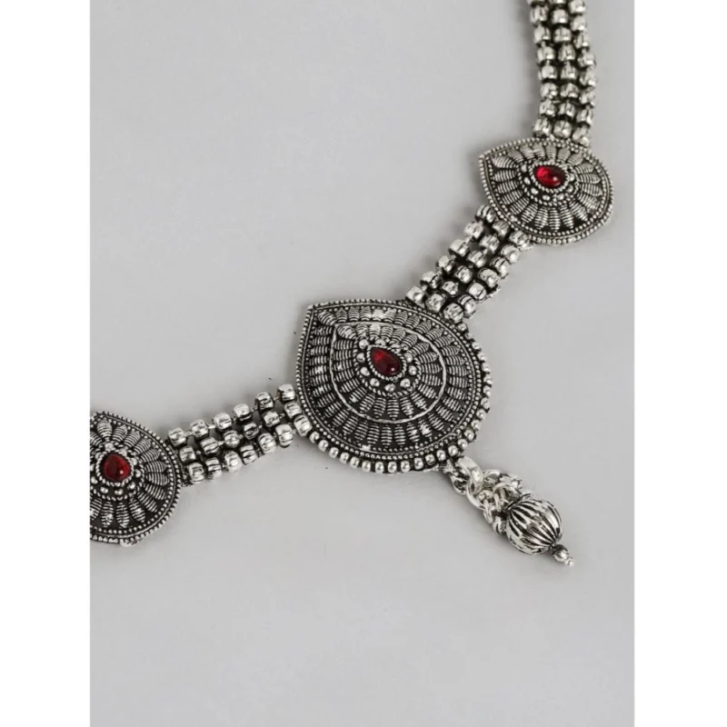 Alternative view of Women's Rose Gold Plated Alloy Necklace & Earings Set (Silver)