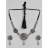 Women's Rose Gold Plated Alloy Necklace & Earings Set (Silver)
