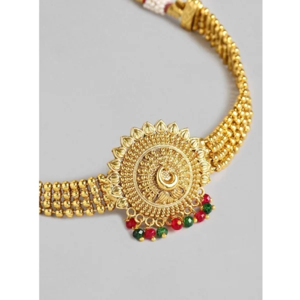 Women's Rose Gold Plated Alloy Necklace & Earings Set (Gold) - Image 2