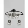 Women's Rose Gold Plated Alloy Necklace & Earings Set (Silver & White)