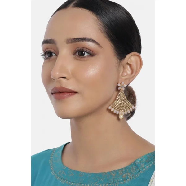 Women's Rose Gold Plated Alloy Earrings (Gold) - Image 2