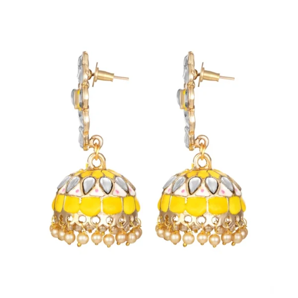 Women's Rose Gold Plated Alloy Earrings (Yellow) - Image 2