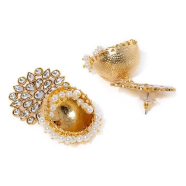 Women's Rose Gold Plated Alloy Earrings (White) - Image 4