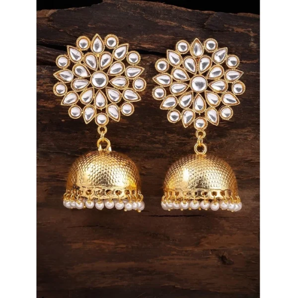 Women's Rose Gold Plated Alloy Earrings (White) - Image 2