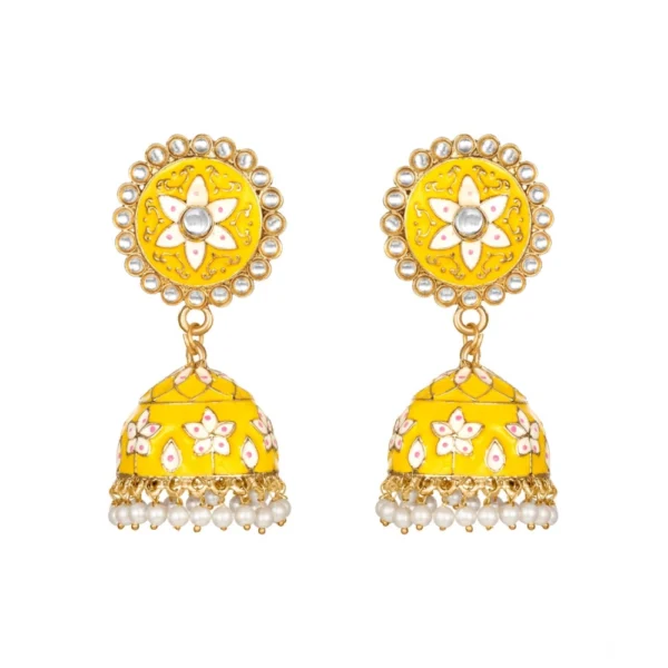 Women's Rose Gold Plated Alloy Earrings (Yellow)