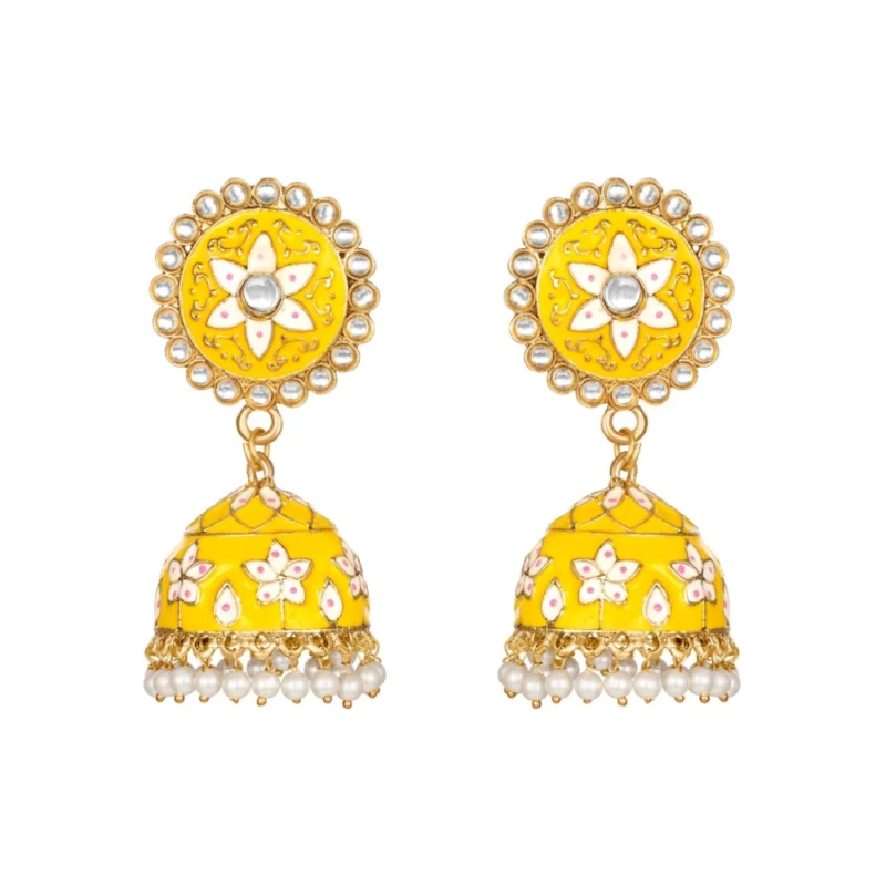 Women's Rose Gold Plated Alloy Earrings (Yellow)