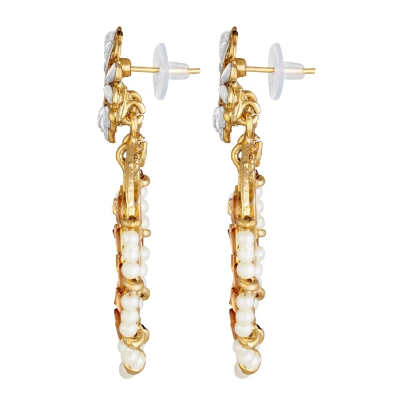 Alternative view of Women's Rose Gold Plated Alloy Kundan Earrings & Mangtikka (White & Gold)