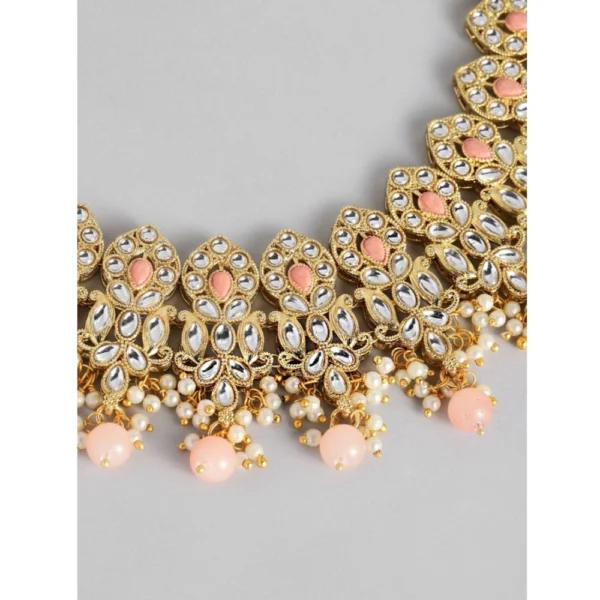 Women's Rose Gold Plated Alloy Necklace & Earings Set (Pink) - Image 5