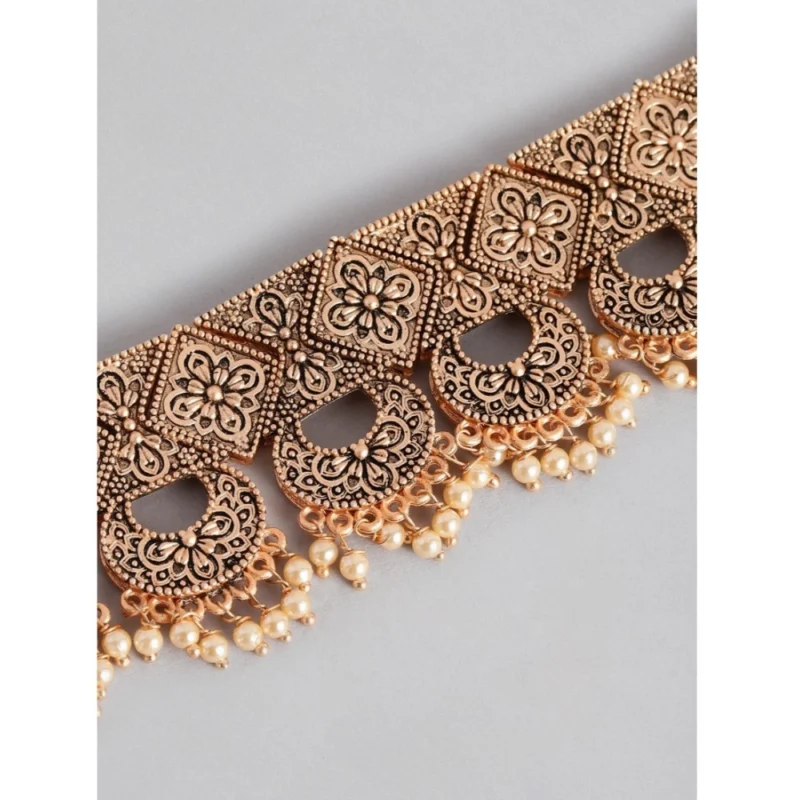 Alternative view of Women's Rose Gold Plated Alloy Necklace & Earings Set (Gold)