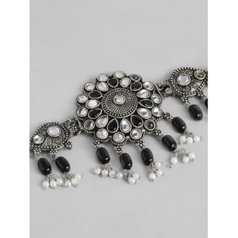 Alternative view of Women's Rose Gold Plated Alloy Necklace & Earings Set (Black)