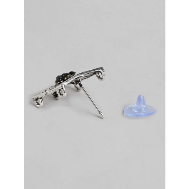 Alternative view of Women's Rose Gold Plated Alloy Necklace & Earings Set (Silver & Black)