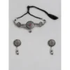Women's Rose Gold Plated Alloy Necklace & Earings Set (Silver)