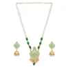 Women's Rose Gold Plated Alloy Necklace & Earings Set (Green)