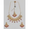 Women's Rose Gold Plated Alloy Necklace & Earings Set (Red)