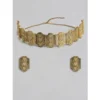 Women's Rose Gold Plated Alloy Necklace & Earings Set (Gold)