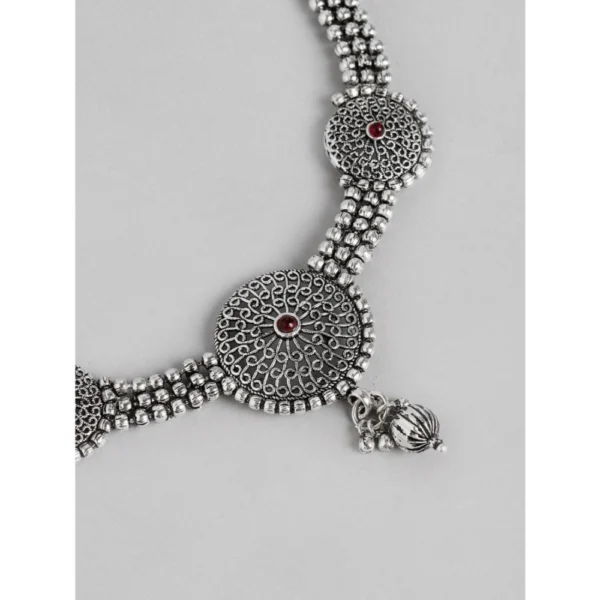 Women's Rose Gold Plated Alloy Necklace & Earings Set (Silver) - Image 5
