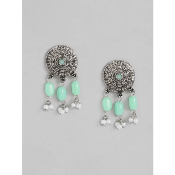 Women's Rose Gold Plated Alloy Necklace & Earings Set (Light Green) - Image 5