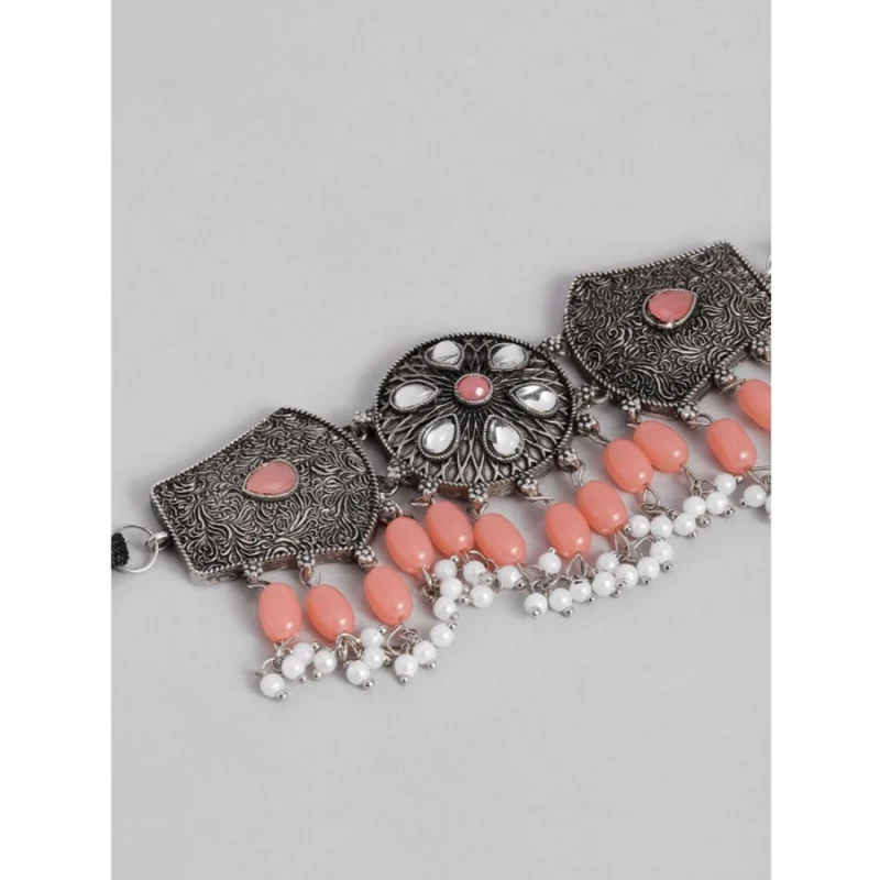 Alternative view of Women's Rose Gold Plated Alloy Necklace & Earings Set (Orange)