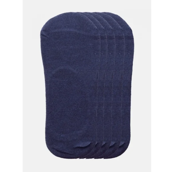5 Pairs Unisex Casual Cotton Blended Solid No-show Socks (Navy) - Image 3