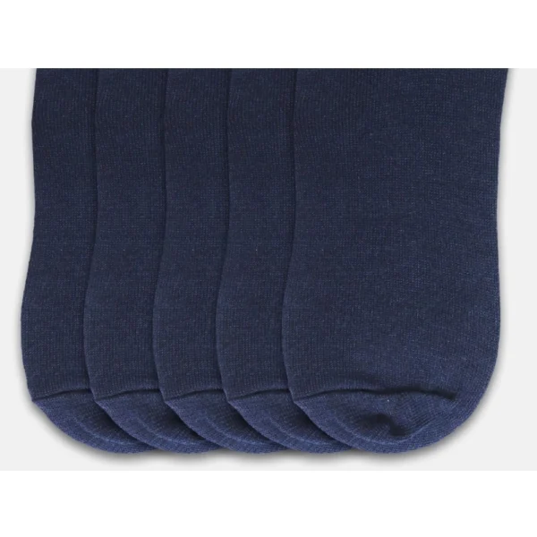 5 Pairs Unisex Casual Cotton Blended Solid Ankle length Socks (Navy) - Image 2