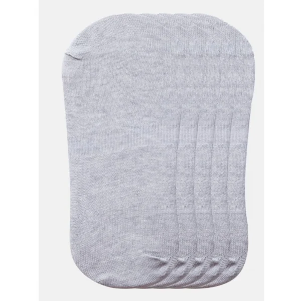 5 Pairs Unisex Casual Cotton Blended Solid No-show Socks (Light Grey) - Image 3