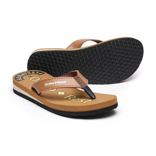 Unisex Rubber Comfortable Orthopedic Doctor Slipper and Flip Flops (Brown) - Image 3