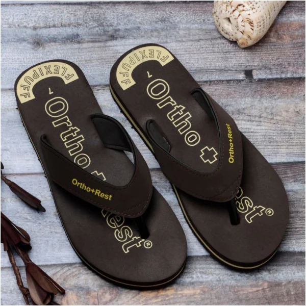 Unisex Rubber Comfortable Orthopedic Doctor Slipper and Flip Flops (Brown) - Image 2