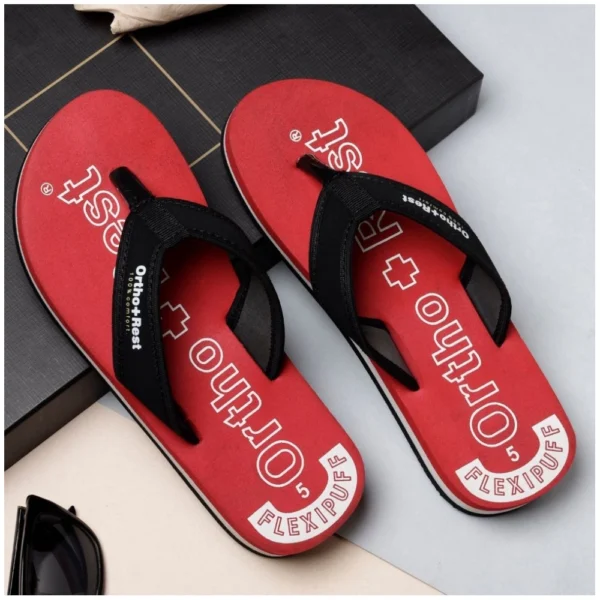 Unisex Rubber Comfortable Orthopedic Doctor Slipper and Flip Flops (Red) - Image 2