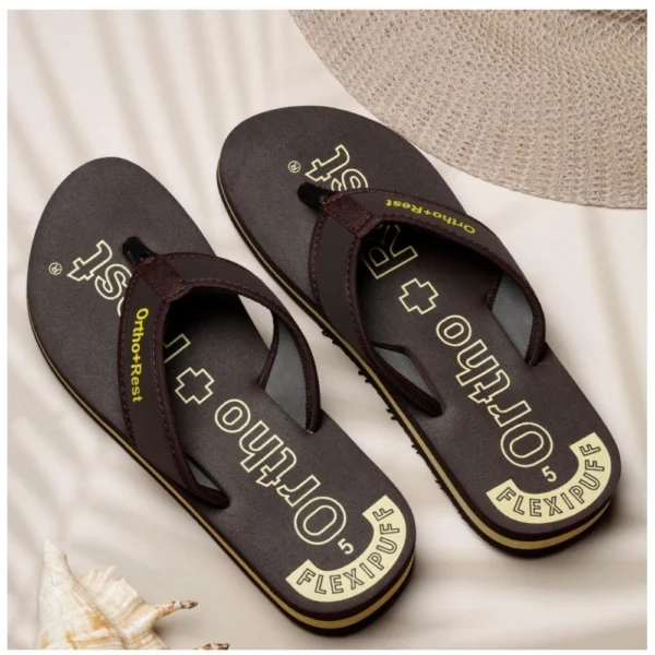 Unisex Rubber Comfortable Orthopedic Doctor Slipper and Flip Flops (Brown) - Image 2