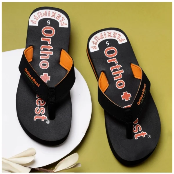 Unisex Rubber Comfortable Orthopedic Doctor Slipper and Flip Flops (Black) - Image 2