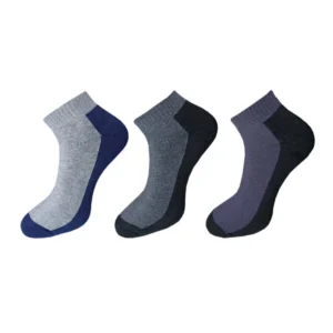 3_Pair Set Unisex Casual Cotton Solid Ankle Length Socks (Multicolor)
