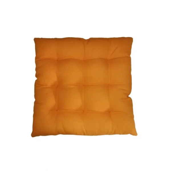 Cotton Blended Solid Chair Cushions (Green & Mustard, Size:?16x16 In) - Image 3