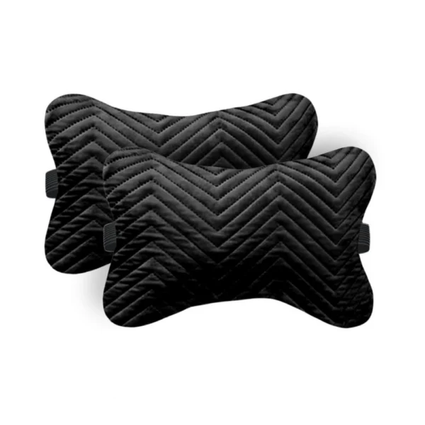 Pack Of_2 Velvet zig zag Bone Neck Pillow (Black, Size:?6x10 In)