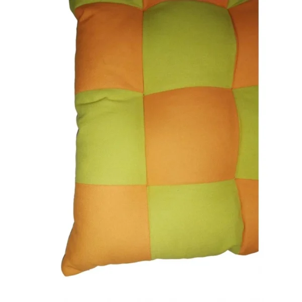Cotton Blended Solid Chair Cushions (Green & Mustard, Size:?16x16 In) - Image 2