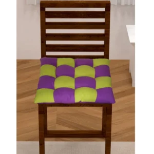 Cotton Blended Solid Chair Cushions (Purple & Green, Size:?16x16 In)