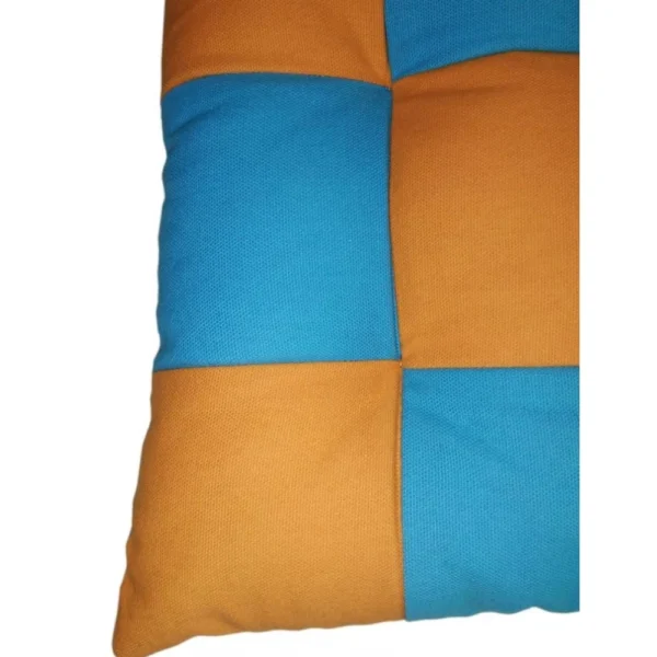 Cotton Blended Solid Chair Cushions (Beige & Orange, Size:?16x16 In) - Image 2