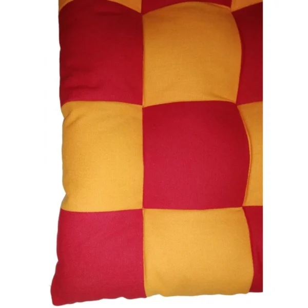 Cotton Blended Solid Chair Cushions (Red & Yellow, Size:?16x16 In) - Image 2