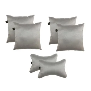 Pack Of_6 Polyester Solid Car Pillow Sets (Grey, Size:?12x12 In)