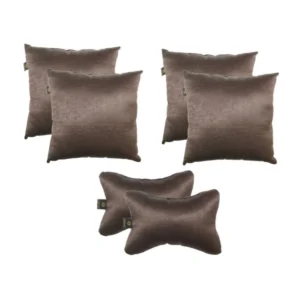 Pack Of_6 Polyester Solid Car Pillow Sets (Grey, Size:?12x12 In)