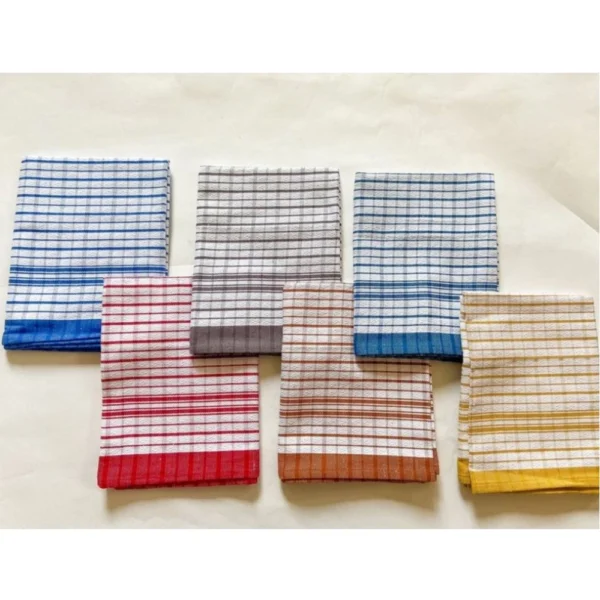 Pack Of_6 Cotton Checkered Kitchen Towel Sets (Multicolor, Size:?18x28 In)