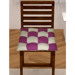 Cotton Blended Solid Chair Cushions (Purple & White, Size:?16x16 In)